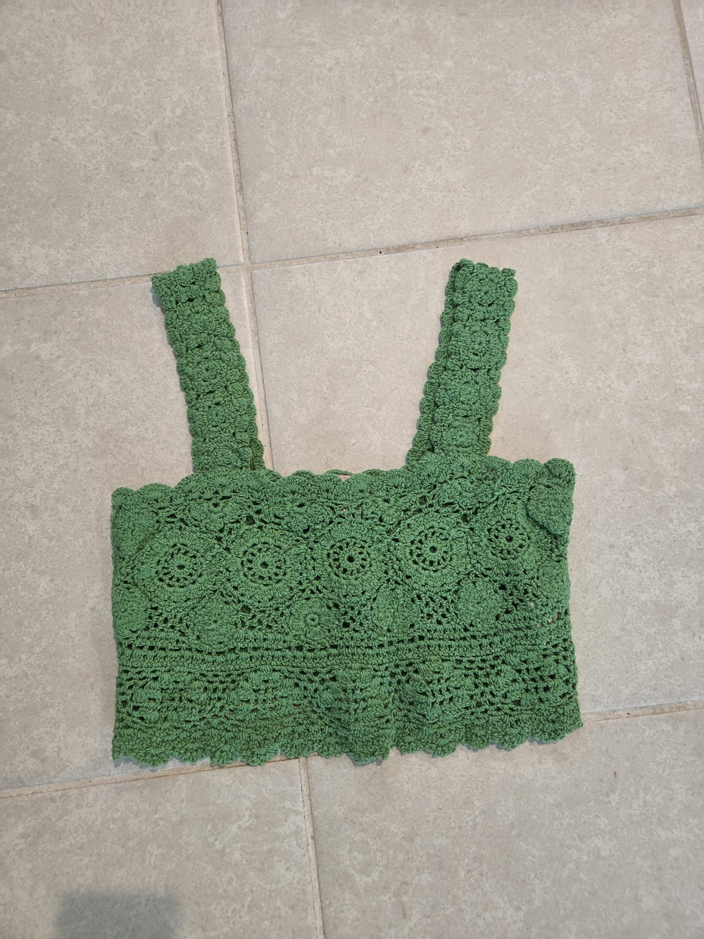 Free People Green Crochet Crop Tank Top - Women